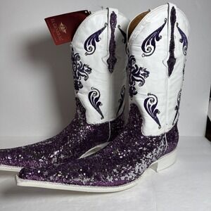 El General purple long toe sequence studded cowboy dance 15 In Long boots size 8